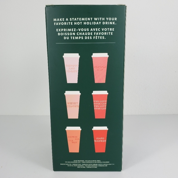 Starbucks 2019 Holiday 6pk Reusable 16oz Hot Cups - Picture 6 of 8